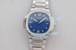 MS Factory Replica Patek Philippe Swiss Nautilus Diamond Bezel Blue Dial Ladies 35.2mm